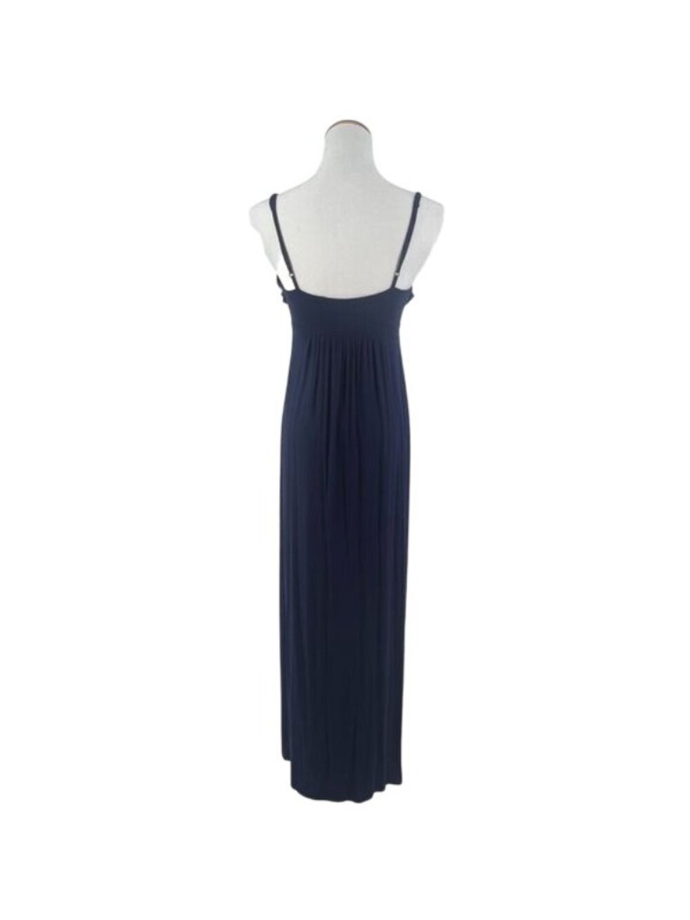 VTG Navy Blue Ruffle Hem Empire Waist Maxi Dress | Dark Coquette Romantic Grunge - Picture 12 of 16